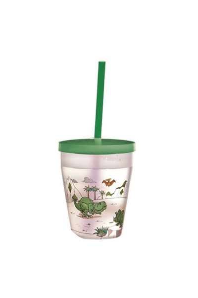 Snips كوب دينو مع قشة وغطاء 385 مل