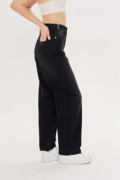 LAMİRAMOOD Alley Epaulet Black Jean Trousers