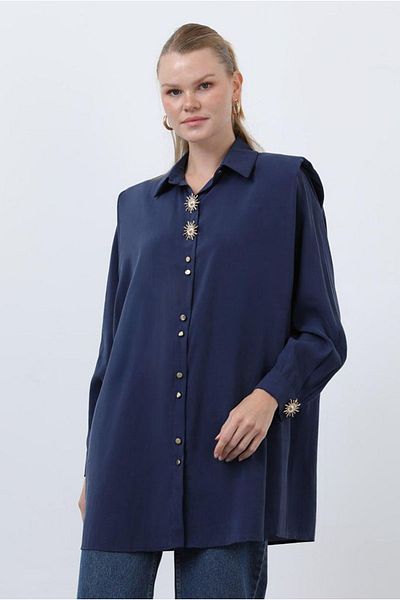 Moda Rosa 25Y7032 - Dark Blue - Sun Filling Shirt