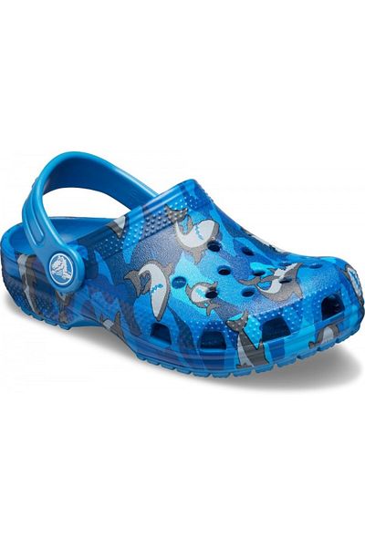 Crocs Saboți Classic Shark Clog Ps 19-20 Eu - C4 Us Albastru - Prep Blue