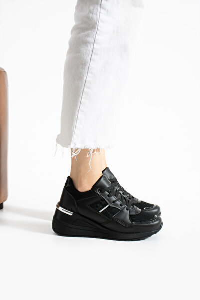 pasyone Μαύρα γυναικεία ψηλά παπούτσια casual