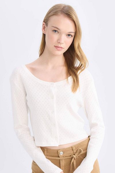 DeFacto Coool Fitted Buttoned Ribbed Camisole Cardigan E0854Ax24Wn
