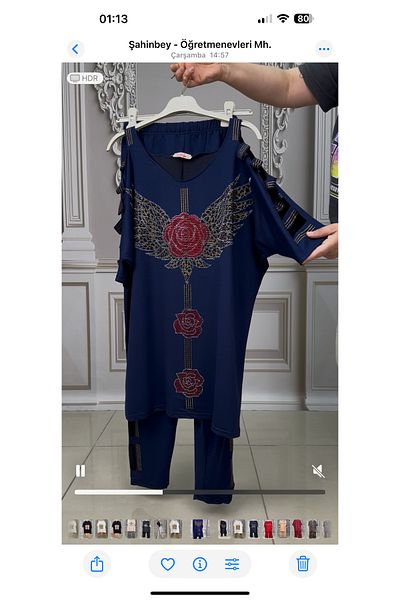 Kokostrendi Shoulder Open Rose Crystal Stone Set - Dark Blue