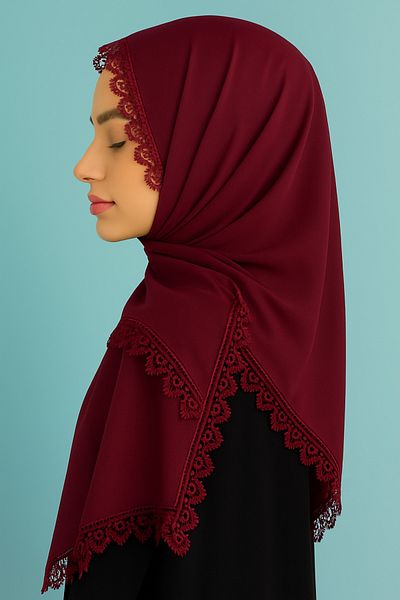 Paciqa Women's Mother Chiffon Lace Needle Embroidered Ecru Hijab Prayer Mevlüt Cover Evening Dress Shawl 70X150