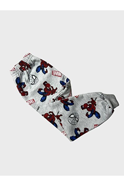 Pajama Shop Boys' Cotton Hooded Gray Spider Avengers Patterned Long Sleeve Winter Pajama Set