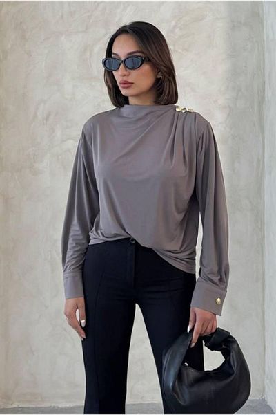 Moda Rosa 25Y7046 - Mink - Gold Button Tunic