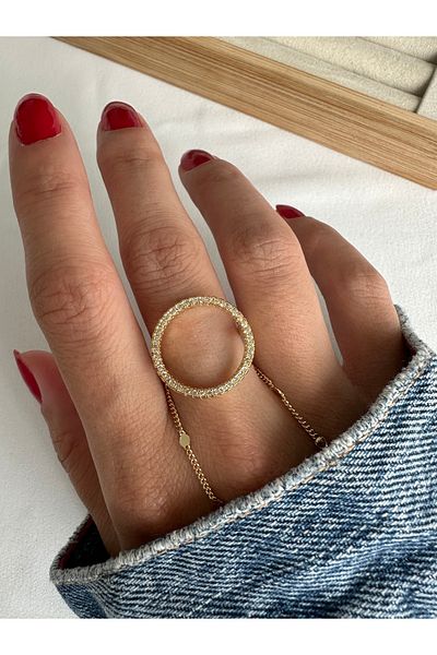 ringbox Gold Zircon Stone Circle Ring