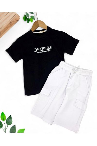 VOY KİDS Boy's Summer 6-14 Years Printed T-Shirt and Shorts Bottom Top Set