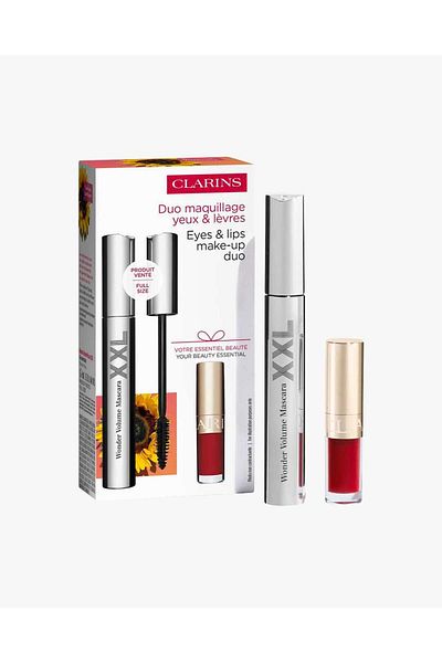 Clarins Duo Makeup Set Eyes & Lips - Wonder Volume Mascara XXL Black& Lip Comfort Oil 03 Cherry