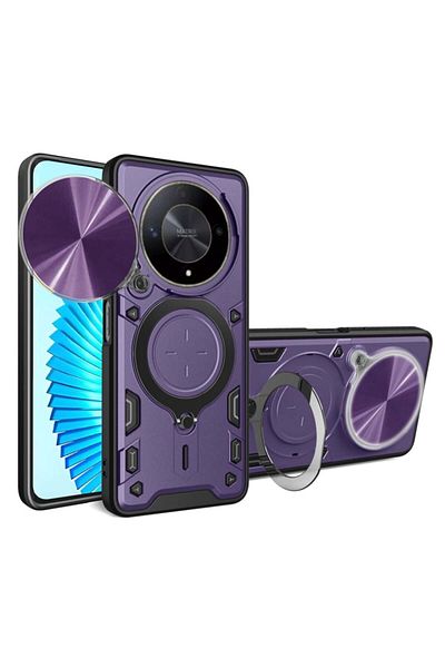 SKYDDAR INNOVATION Carcasă pentru Honor Magic6 Lite, CamGuard Pro, inel magnetic, protecție cameră, set autocolante, violet