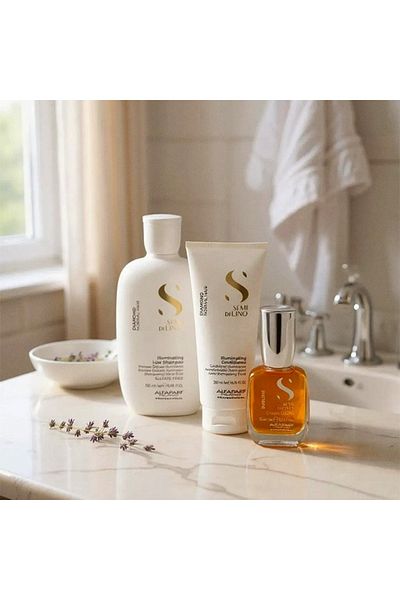 Alfaparf Milano Alfaparf Semi di Lino Diamond Set – Șampon iluminator 250ml + Balsam 200ml + Ulei 15ml