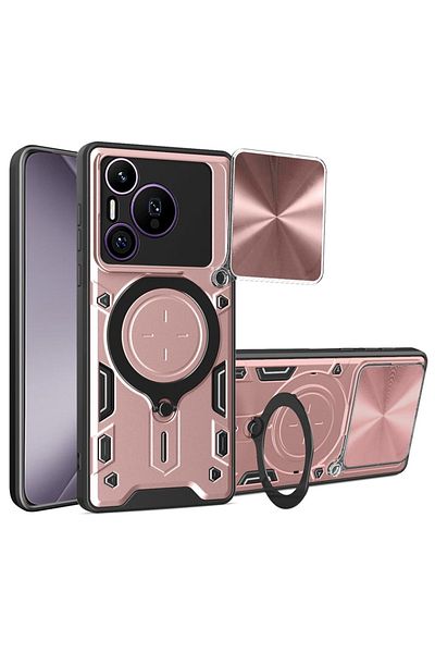 SKYDDAR INNOVATION Husă pentru Huawei Pura 70, CamGuard Pro, inel magnetic, protecție cameră, set autocolante, auriu roz