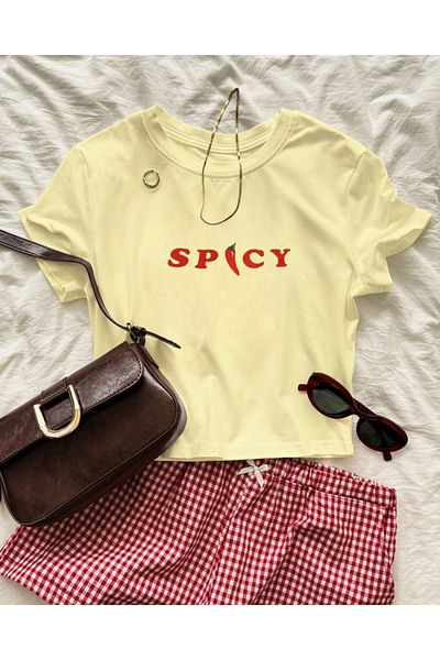 Touz Moda Μπλούζα Baby Tee Red Flower με στάμπα σώματος