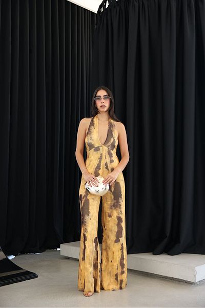 Özge Özgenç Tie-Dye Pattern Jumpsuit with Neckline