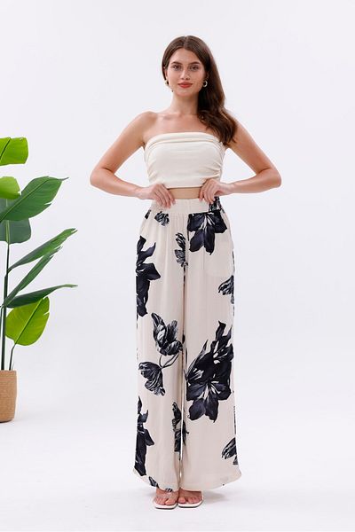 Pulli Collection Colorful Floral Patterned Viscose Palazzo Trousers