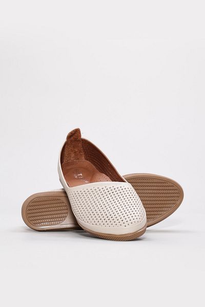 Ayakkabıhane Inside and Outside Genuine Leather Beige Style Women's Ballerina Shoes Ah084192612208