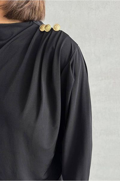 Moda Rosa 25Y7046 - Black - Gold Button Tunic