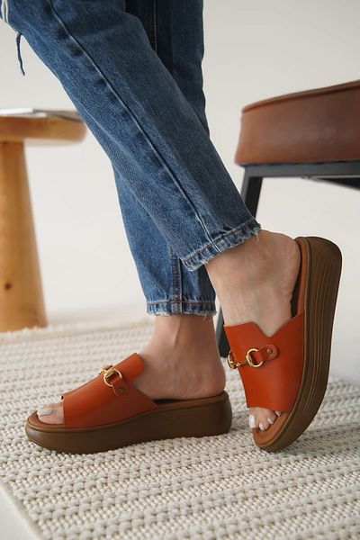 MarjinalTrendim Nelly Tile Genuine Leather Slippers