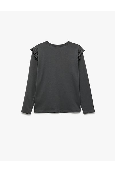 Koton Cotton Long Sleeve Crew Neck Printed T-Shirt