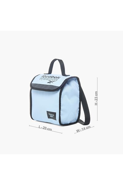 Reebok Logo Print Lunch Bag with Adjustable Strap and Flap Closure