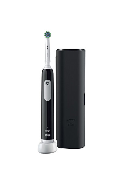 Oral-B Periuță de dinți electrică Pro 1, curățare 3D, 3 programe, 1 cap de periuță, kit de călătorie, neagră