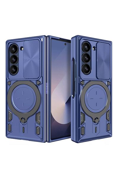 SKYDDAR INNOVATION Husă pentru Samsung Galaxy Z Fold6, CamGuard Pro, inel magnetic, protecție cameră, set autocolante, albastră