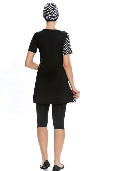 REMSA Short Sleeve Semi-Covered Hijab Swimsuit 204-01 Black