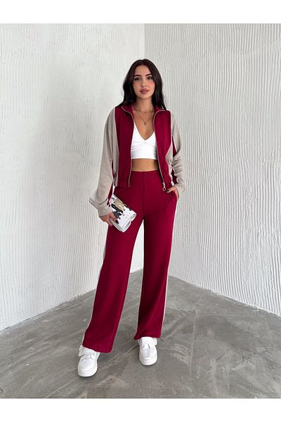 Zula Moda URBNFIT Γυναικείο Σετ αθλητική φόρμα με φερμουάρ με άνετη εφαρμογή / Γυναικεία αθλητική φόρμα με χαλαρή εφαρμογή