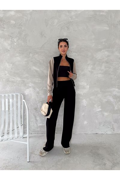 Zula Moda URBNFIT Γυναικείο Σετ αθλητική φόρμα με φερμουάρ με άνετη εφαρμογή / Γυναικεία αθλητική φόρμα με χαλαρή εφαρμογή