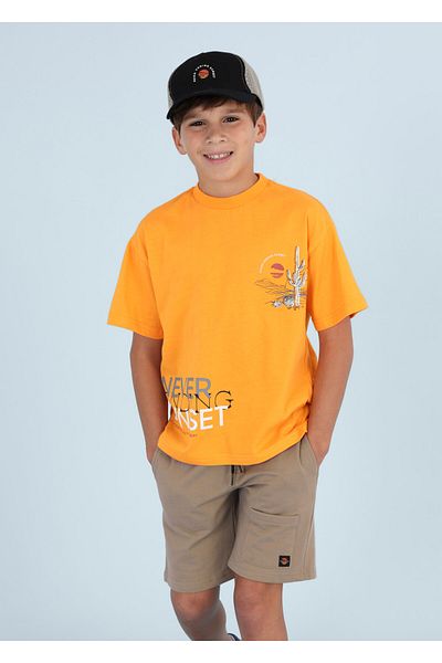 MAYORAL 6653 Model 3 Piece Set for Boy - T-Shirt, Shorts and Hat
