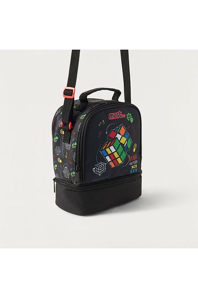 MUST Graphic Print Lunch Bag with Adjustable Strap and Zip Closure