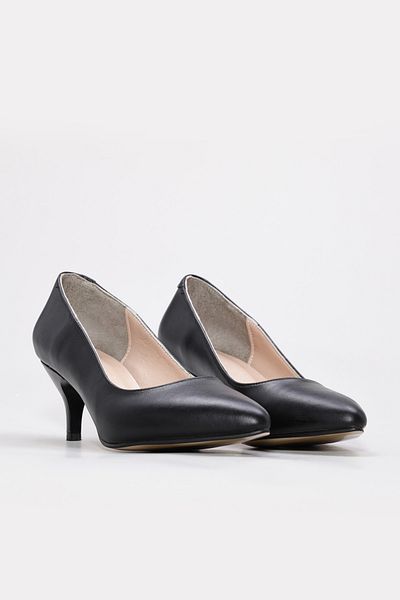 Ayakkabıhane Genuine Leather Inside and Out Black Stylish Women's Thin Heel Shoes Ah08129261119