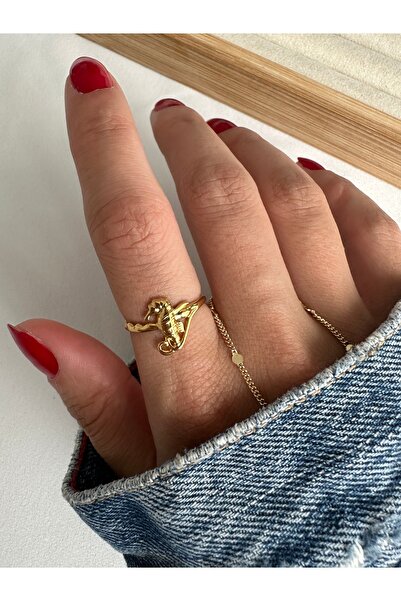 ringbox Gold Steel Tarnish Free Seahorse Ring