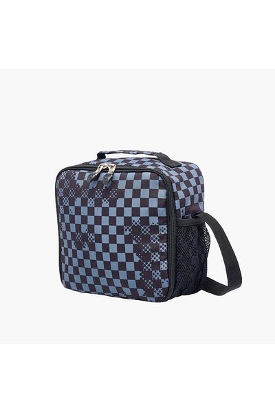 ST Right St.Right Chessboard Print Lunch Bag with Adjustable Strap and Zip Closure