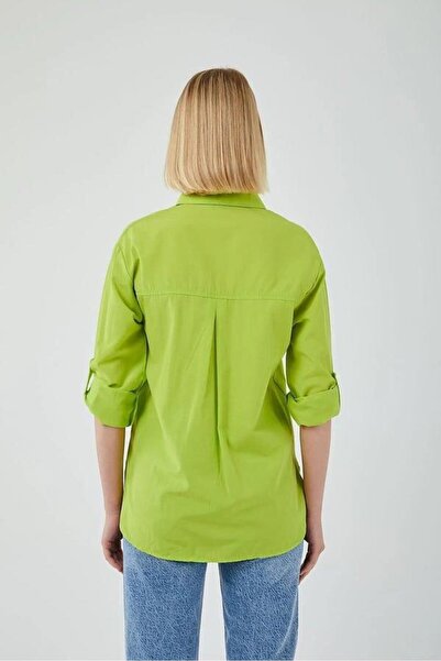 Mixray 4162 Women's Long Basic Shirt Neon Green