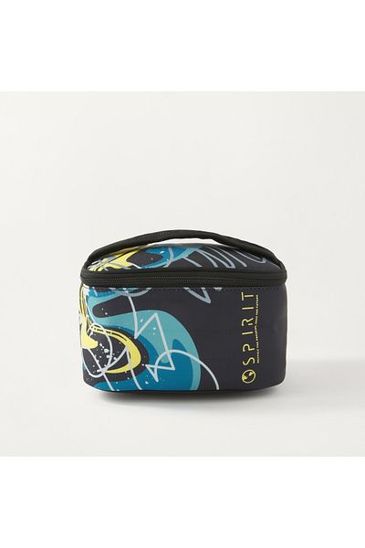 Spirit Graffiti Print Lunch Bag with Top Handle and Zip Closure