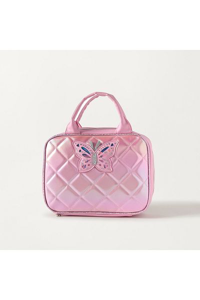 OMG Butterfly Applique Lunch Bag with Zip Closure