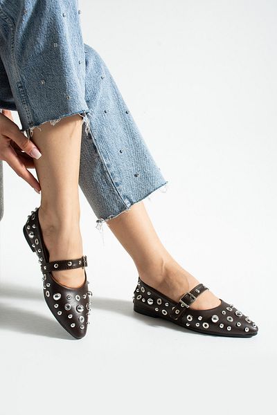 Neva'nın Butiği Tramo Trok Accessory Single Band Pointed Toe Women's Ballerinas