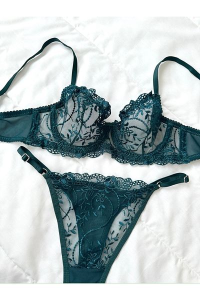Feruzdesign Green Marte Bralet Suit (Plus Size)