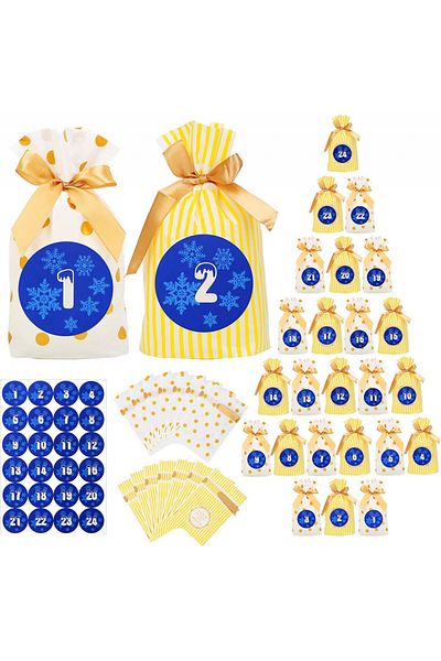 Hamoom Set of 24 HAMOOM Advent Calendar Sticker Bags, Multicolor, Plastic/Paper, 17.5 x 11.8 cm / 5 cm