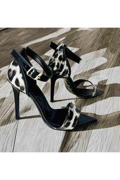 Felisya Butik Leopard Patterned Pointed Toe Heeled Evening Dress Shoes 10cm