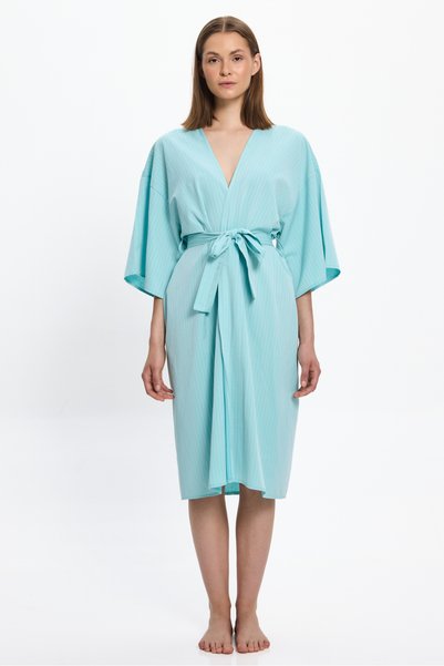 TOOSALTY Women's Mint Green Striped Long Kimono 25Pl05St