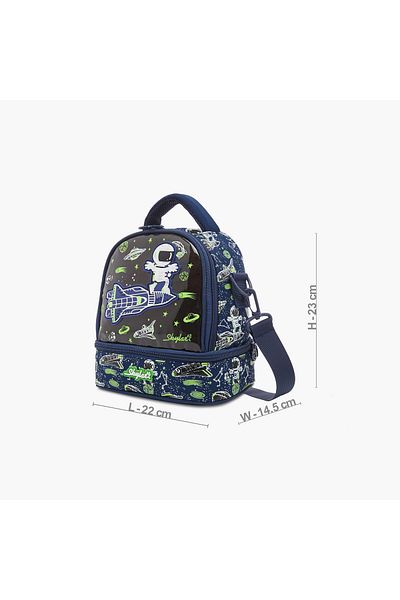 Skylar Glow in the Dark Space Print Lunch Bag with Zip Closure