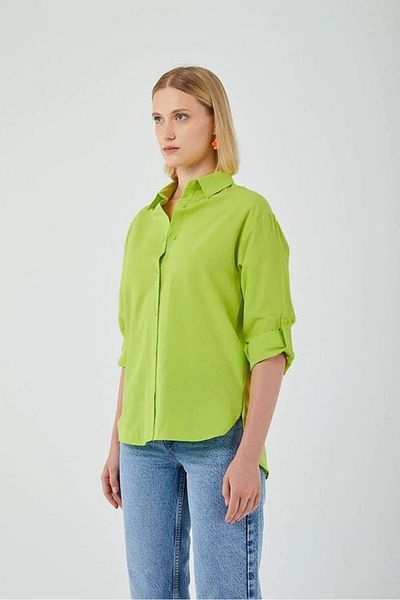 Mixray 4162 Women's Long Basic Shirt Neon Green