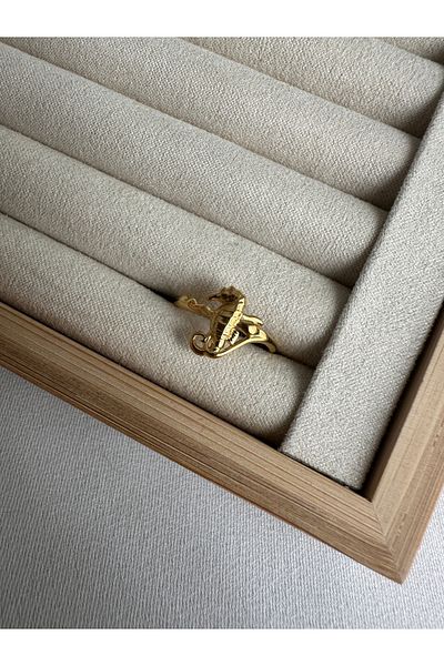 ringbox Gold Steel Tarnish Free Seahorse Ring