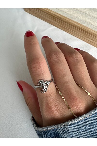ringbox Silver Colored Steel Tarnish Free Seahorse Ring