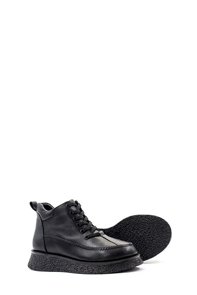 Ayakkabıhane Fur Inside Genuine Leather Black Women's Thick Heeled Boots Ah082171126167247