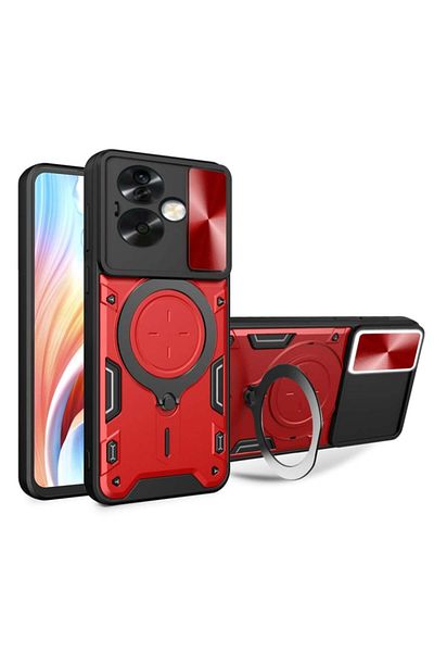 SKYDDAR INNOVATION Case for Oppo A79 5G / OnePlus Nord N30 SE, CamGuard Pro, Magnetic Ring, sticker set, Red