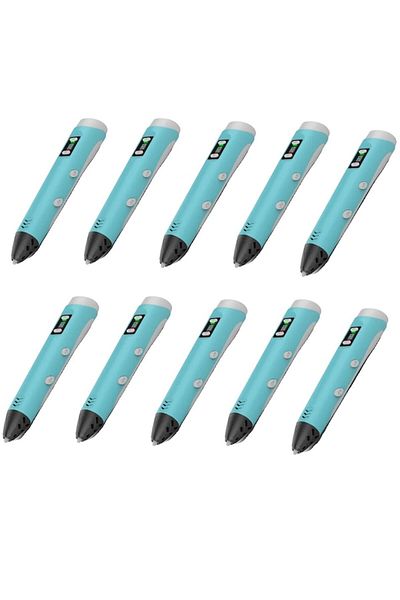 OEM 3D Pen SL-200 with ABS and PLA Support, Adjustable Temperature Control, Blue, Set of 10
