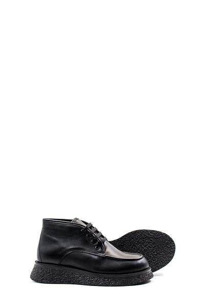 Ayakkabıhane Furry Inside Genuine Leather Black Women's Thick Sole Boots Ah0821711261615